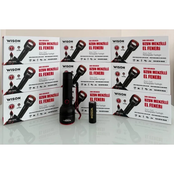 WISON WS-5572 20W Uzun Menzilli Şarjlı Metal El Feneri (5047)