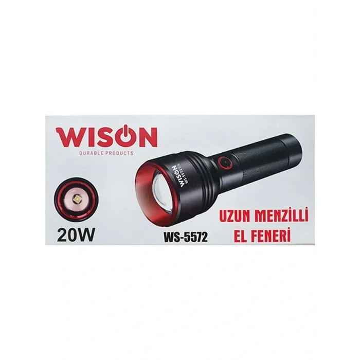 WISON WS-5572 20W Uzun Menzilli Şarjlı Metal El Feneri (5047)