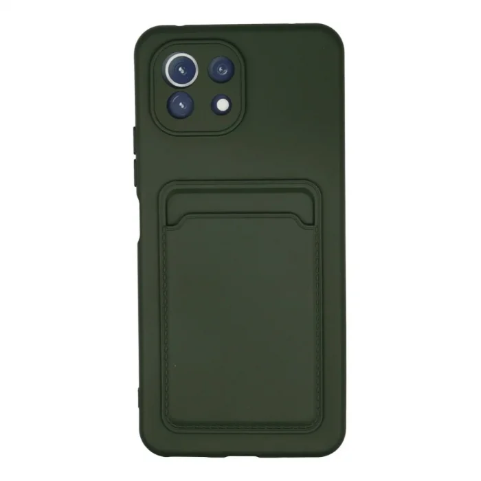 Xiaomi Mi 11 Kılıf Kelvin Kartvizitli Silikon - Koyu Yeşil