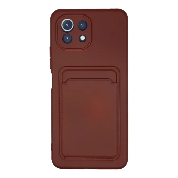 Xiaomi Mi 11 Lite Kılıf Kelvin Kartvizitli Silikon - Bordo
