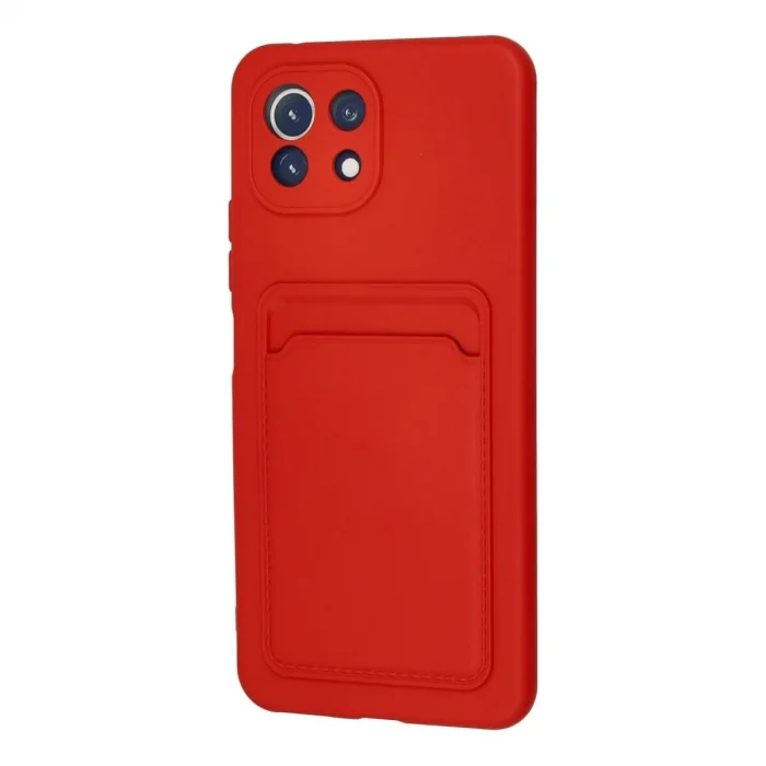 Xiaomi Mi 11 Lite Kılıf Kelvin Kartvizitli Silikon - Kırmızı