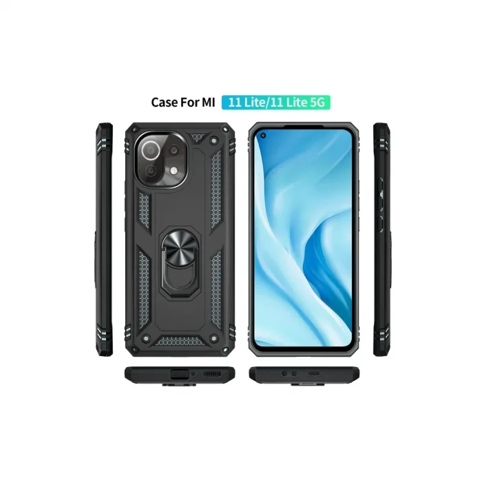 Xiaomi Mi 11 Lite Kılıf Sofya Yüzüklü Silikon Kapak - Siyah