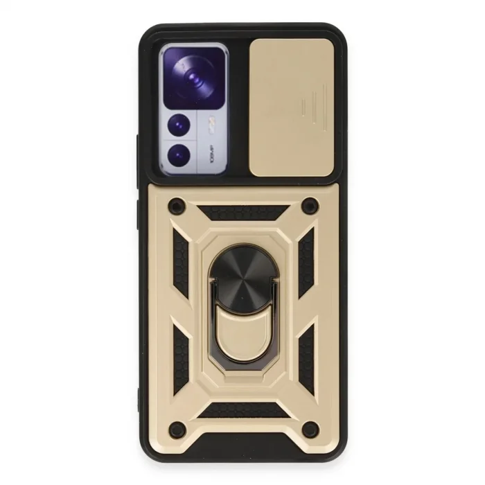 Xiaomi Mi 12t Pro Kılıf Pars Lens Yüzüklü Silikon - Gold