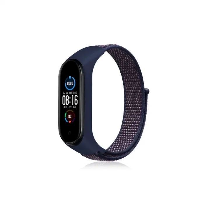 Xiaomi Mi Band 4 Hasırlı Cırtcırtlı Kordon (saat Değildir) - Lacivert-mor
