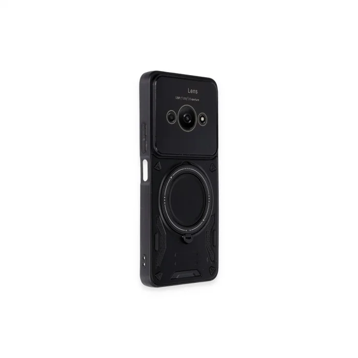 Xiaomi Poco C61 Kılıf Joy Lens Standlı Kapak - Siyah