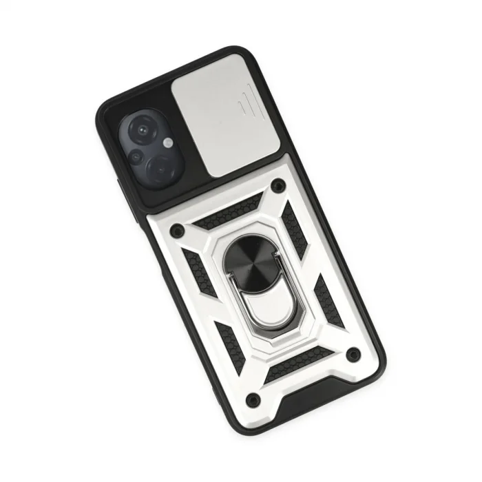 Xiaomi Poco M5 Kılıf Pars Lens Yüzüklü Silikon - Gümüş