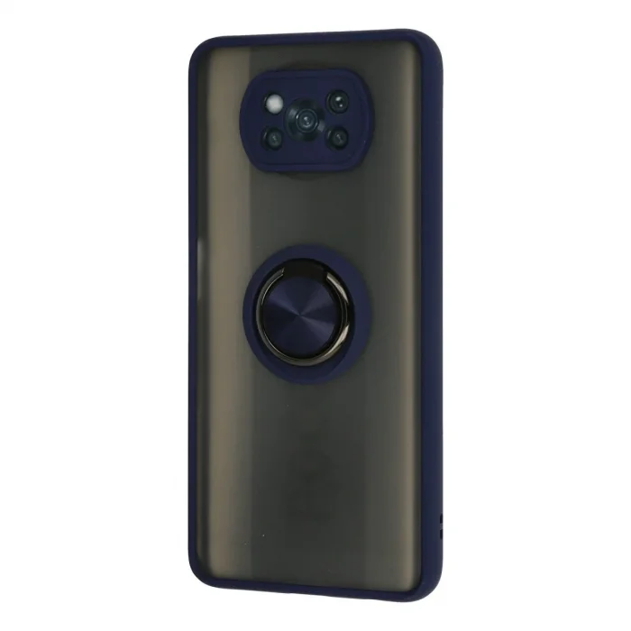 Xiaomi Pocophone X3 Kılıf Montreal Yüzüklü Silikon Kapak - Lacivert