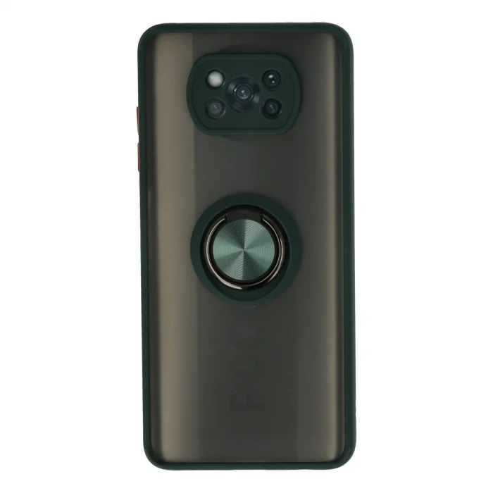 Xiaomi Pocophone X3 Kılıf Montreal Yüzüklü Silikon Kapak - Yeşil