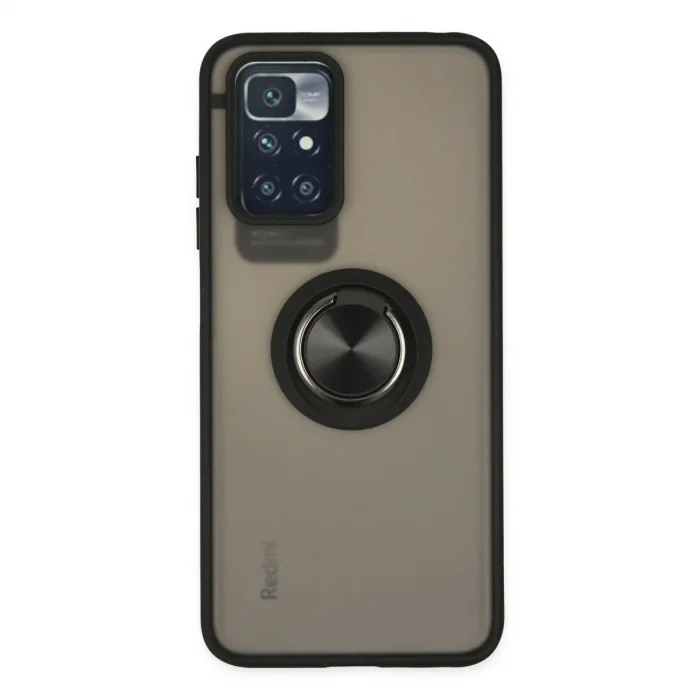Xiaomi Redmi 10 2022 Kılıf Montreal Yüzüklü Silikon Kapak - Siyah