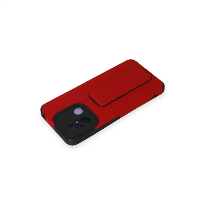 Xiaomi Redmi 12c Kılıf Mega Standlı Silikon - Kırmızı