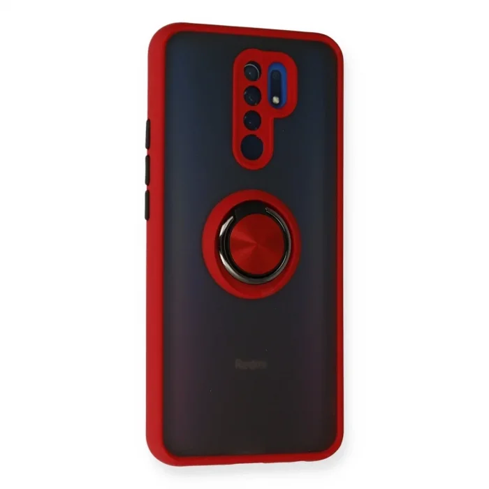 Xiaomi Redmi 9 Kılıf Montreal Yüzüklü Silikon Kapak - Kırmızı