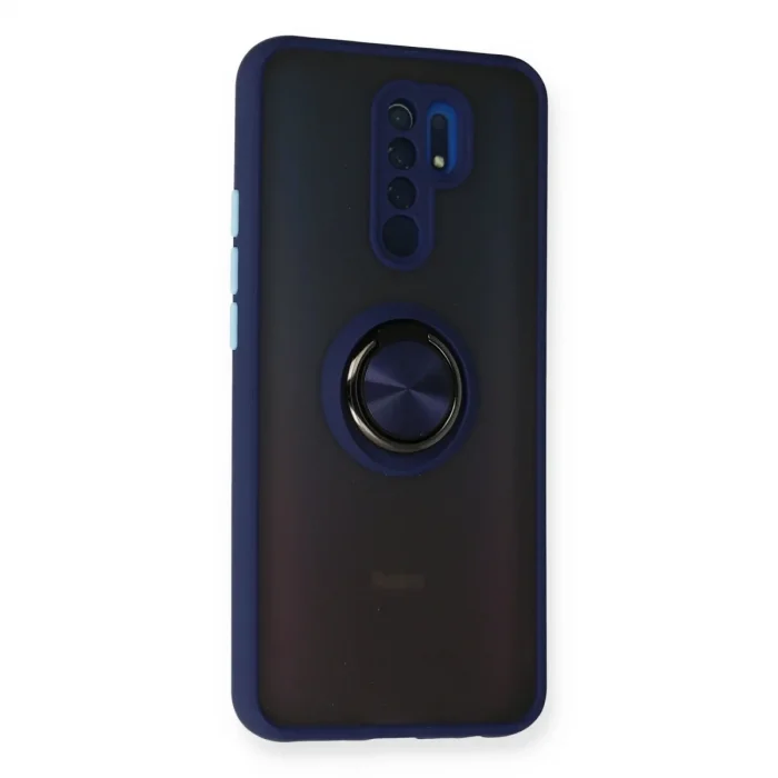 Xiaomi Redmi 9 Kılıf Montreal Yüzüklü Silikon Kapak - Lacivert