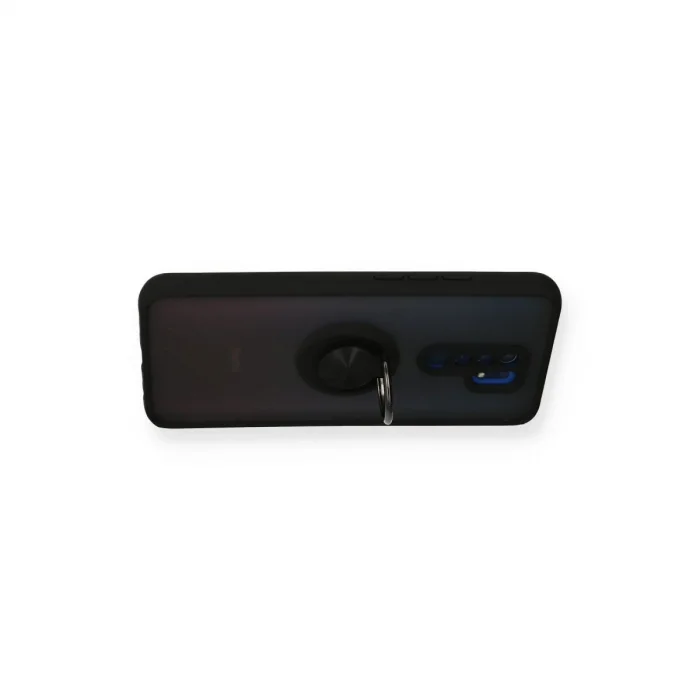 Xiaomi Redmi 9 Kılıf Montreal Yüzüklü Silikon Kapak - Siyah