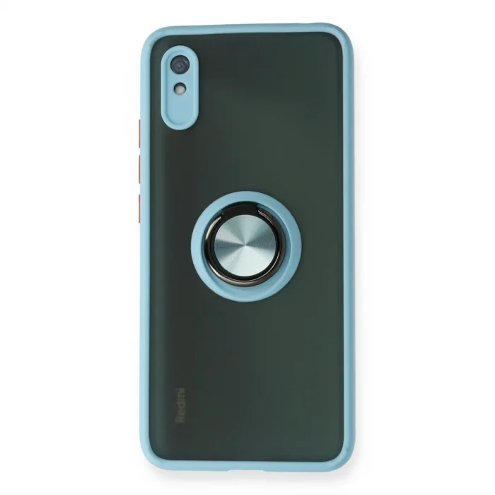 Xiaomi Redmi 9a Kılıf Montreal Yüzüklü Silikon Kapak - Buz Mavi