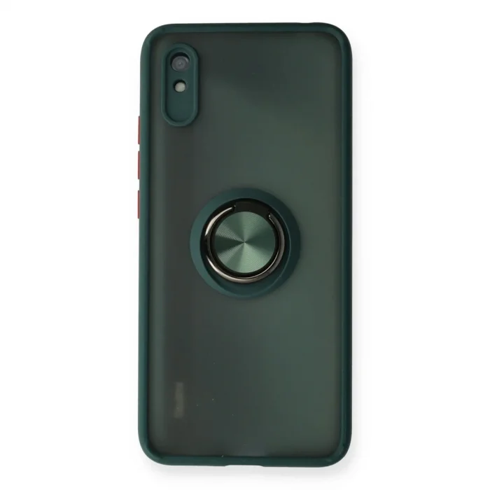 Xiaomi Redmi 9a Kılıf Montreal Yüzüklü Silikon Kapak - Yeşil