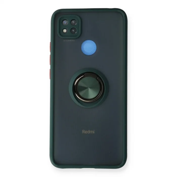 Xiaomi Redmi 9c Kılıf Montreal Yüzüklü Silikon Kapak - Yeşil