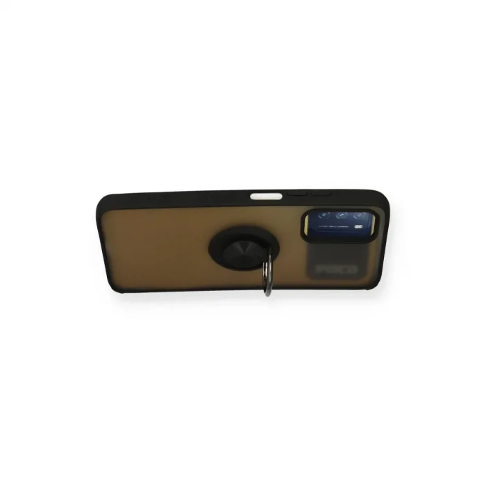Xiaomi Redmi 9t Kılıf Montreal Yüzüklü Silikon Kapak - Siyah