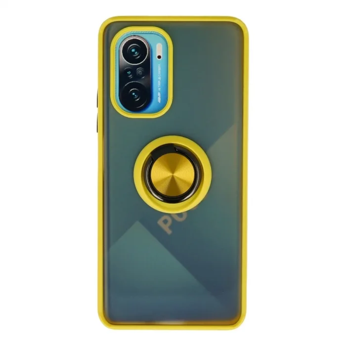 Xiaomi Redmi K40 Kılıf Montreal Yüzüklü Silikon Kapak - Sarı