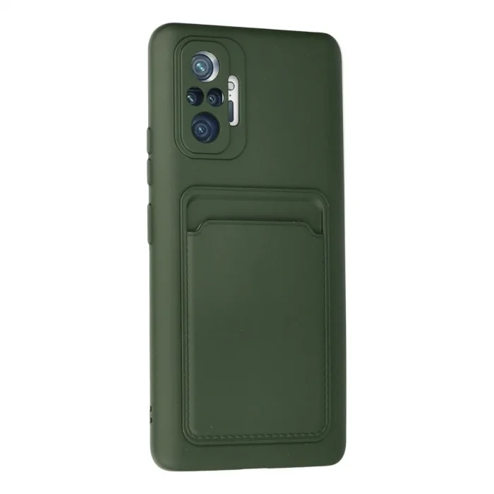 Xiaomi Redmi Note 10 Pro Kılıf Kelvin Kartvizitli Silikon - Koyu Yeşil