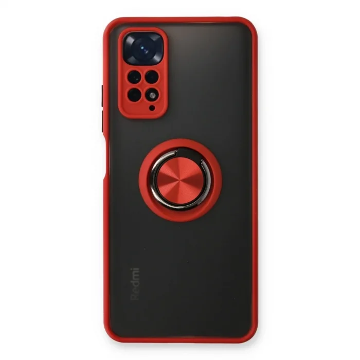 Xiaomi Redmi Note 11 Kılıf Montreal Yüzüklü Silikon Kapak - Kırmızı
