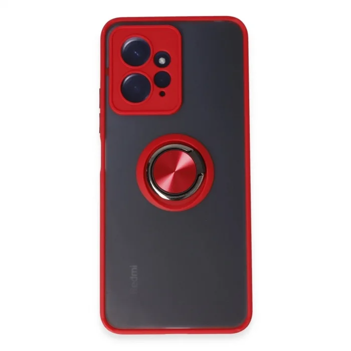 Xiaomi Redmi Note 12 4g Kılıf Montreal Yüzüklü Silikon Kapak - Kırmızı