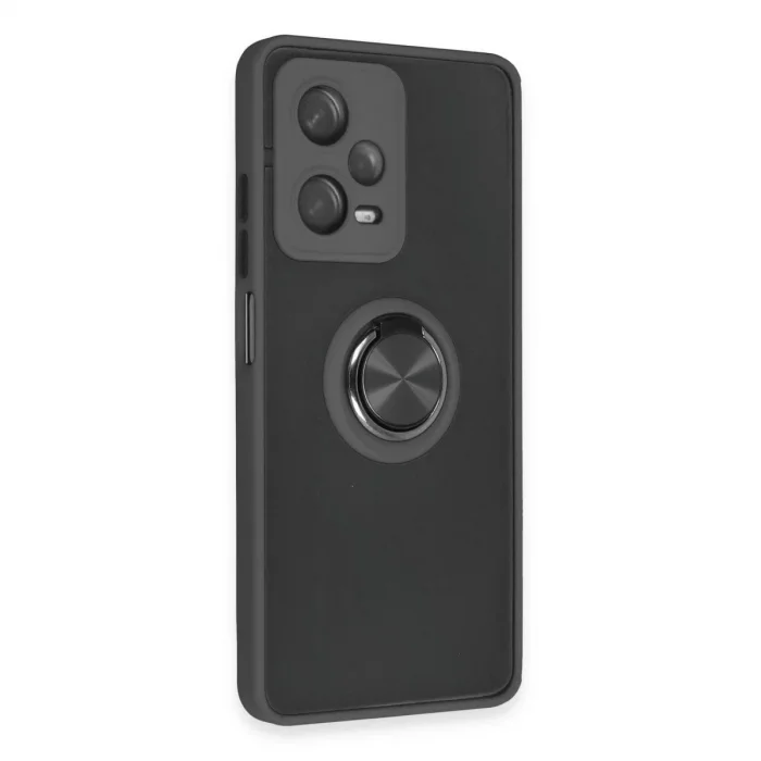 Xiaomi Redmi Note 12 5g Kılıf Montreal Yüzüklü Silikon Kapak - Siyah