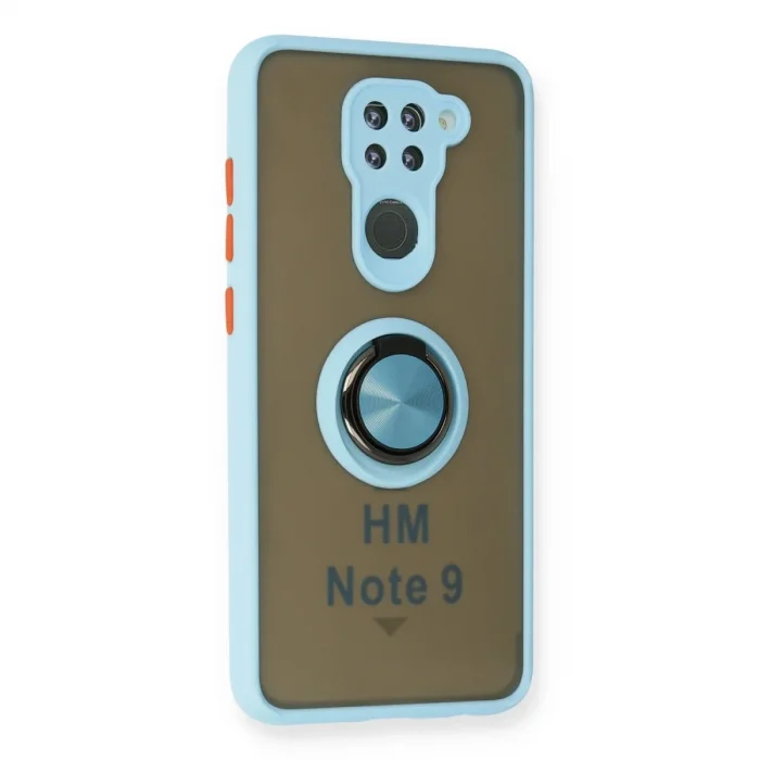 Xiaomi Redmi Note 9 Kılıf Montreal Yüzüklü Silikon Kapak - Buz Mavi