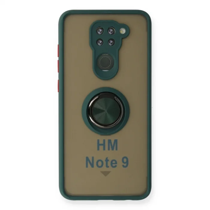 Xiaomi Redmi Note 9 Kılıf Montreal Yüzüklü Silikon Kapak - Yeşil