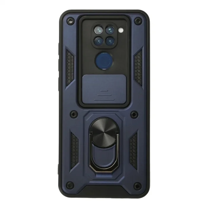 Xiaomi Redmi Note 9 Kılıf Pars Lens Yüzüklü Silikon - Lacivert