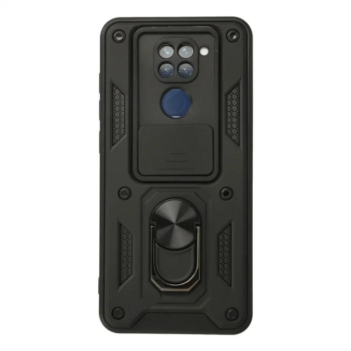 Xiaomi Redmi Note 9 Kılıf Pars Lens Yüzüklü Silikon - Siyah