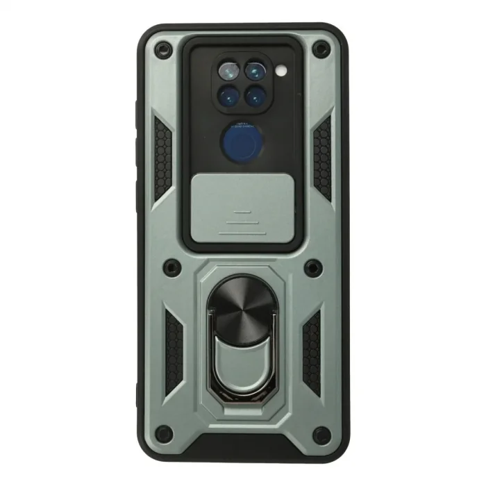 Xiaomi Redmi Note 9 Kılıf Pars Lens Yüzüklü Silikon - Yeşil