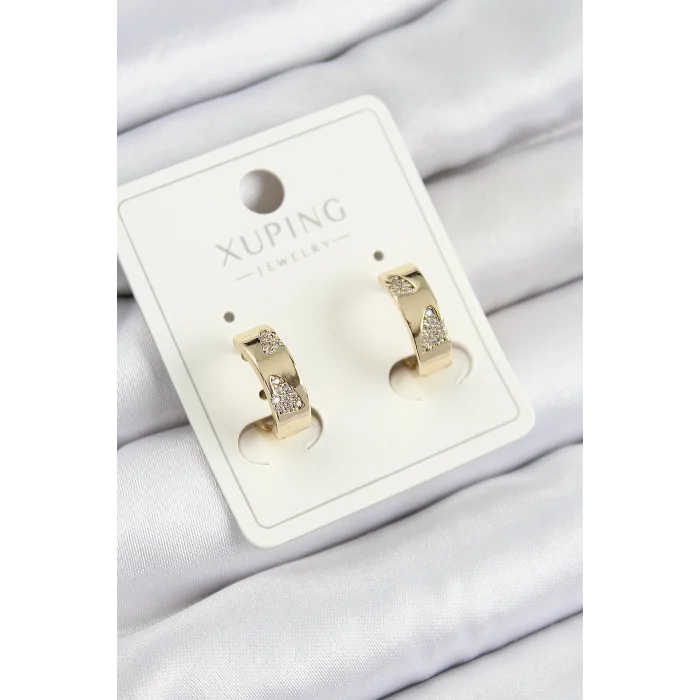 Xuping Zirkon Taşlı Desenli Halka Model Gold Renk Kadın Küpe