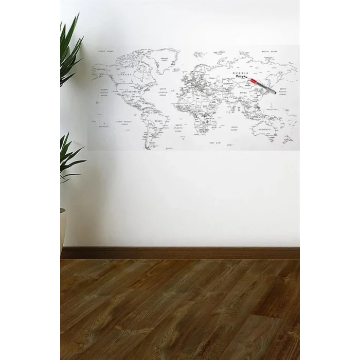 Yazılabilir Dünya Haritası Manyetik Duvar Stickerı 110 x 56 cm (5047)