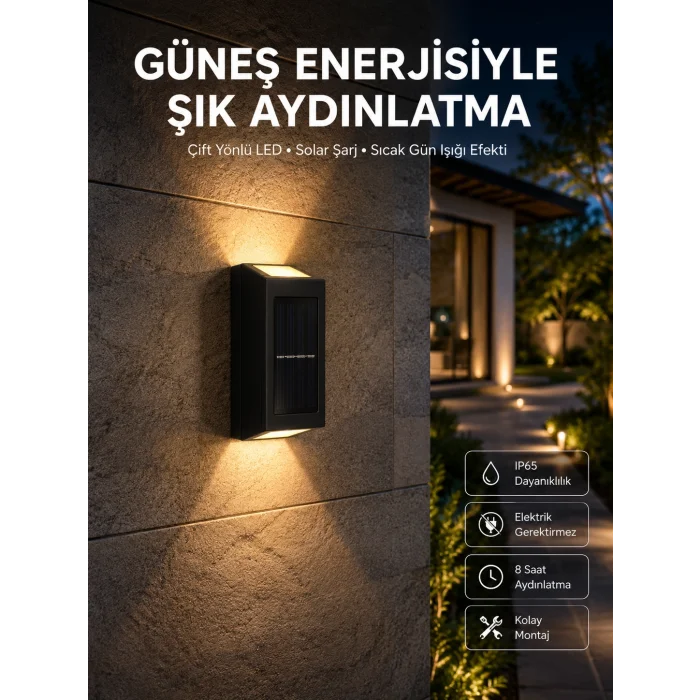 Yeni Model Solar Çift Taraflı Duvar Lambası Dekoratif Duvar Lambası