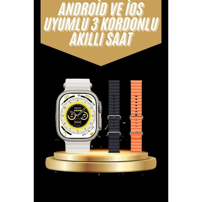 Yeni Nesil 3 Kordonlu Kol Saati 49 MM Amoled Ekran Akıllı Saat