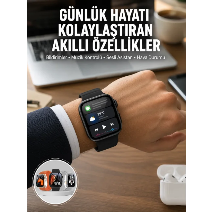 Yeni Nesil Akıllı Saat Müzik Dinleme Bildirim Görme Sesli Asistan Desteği Yeni Nesil