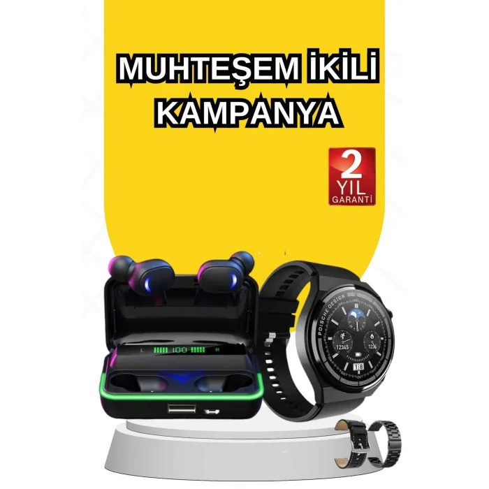 Yeni Nesil Akıllı Saat Ve Bluetooth Kulaklık Titreşim Bildirimleri Uyku Takibi