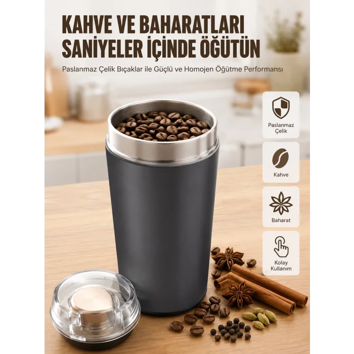 Yeni Nesil Kahve ve Baharat Öğütücü Paslanmaz Çelik Kahve Değirmeni
