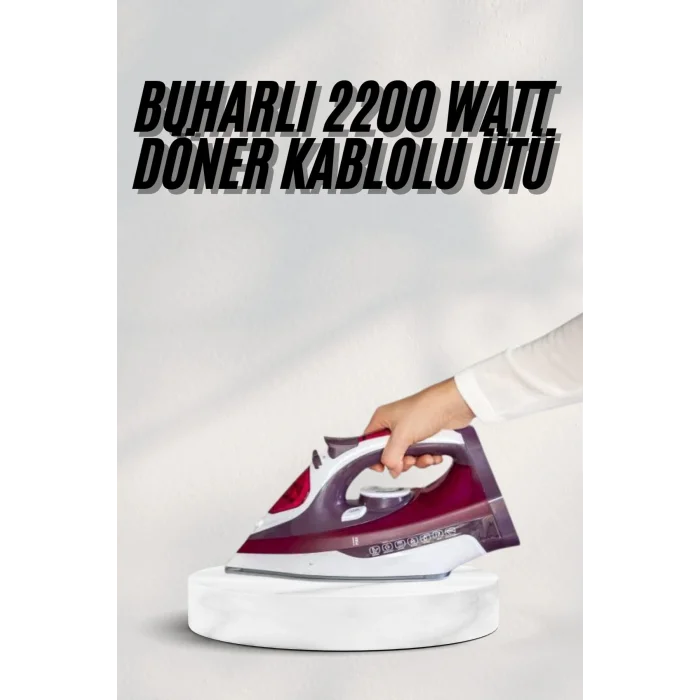 Yeni Nesil Kırmızı Buharlı Ütü 2200 Watt Seramik Tabanlı Yüksek Buhar Gücü