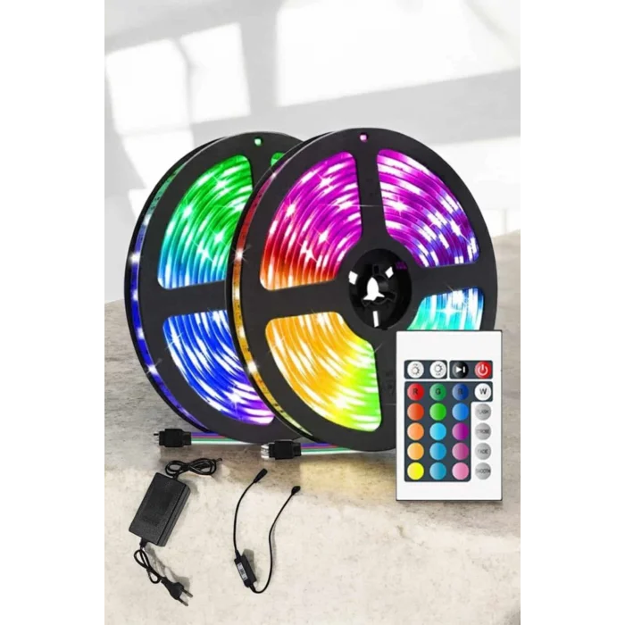 Yeni Nesil RGB Işıklı 10Metre Şerit Led Kumandalı Şarj Edilebilir