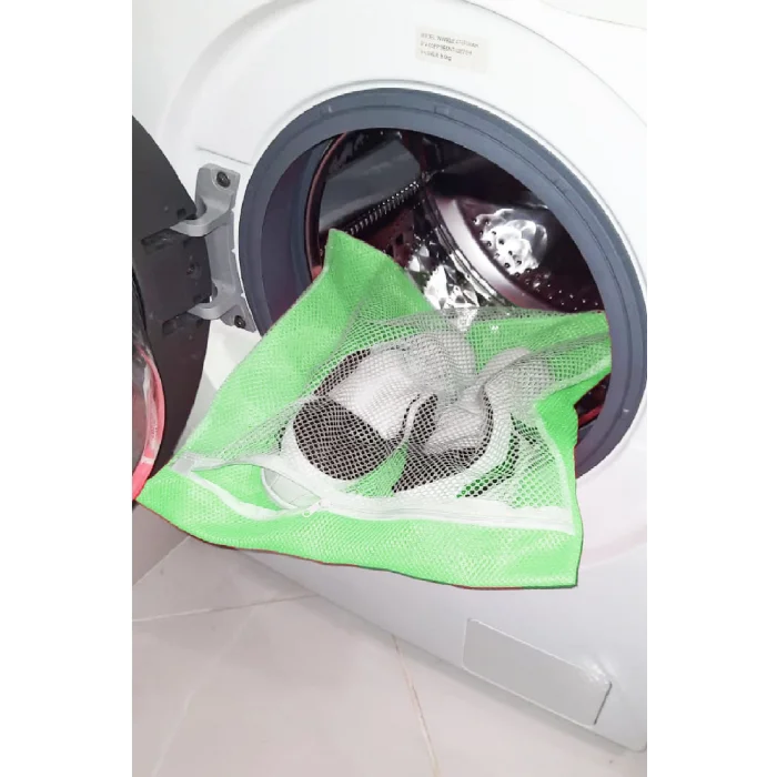 Yeşil - Fermuarlı - Hassas Çamaşır Terlik  Ayakkabı Yı Filesi Büyük Boy