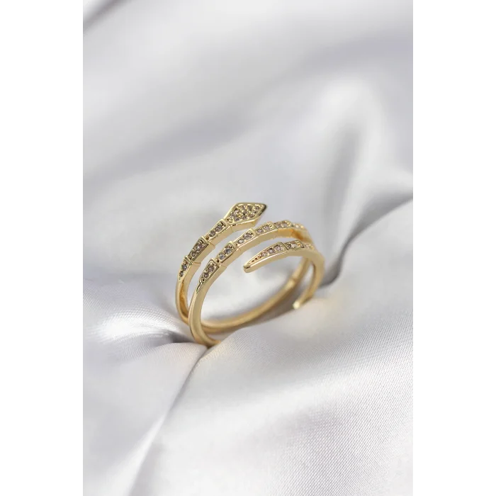 Yılan Model Gold Renk Zirkon Taşlı Kadın Yüzük