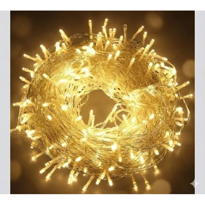 Yılbaşı Aydınlatması 100 LED Perde Hortum Sıcak Beyaz Işık - 10 Metre Dekoratif Şeffaf Kablolu Süs