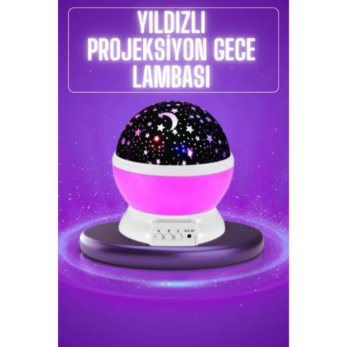 Yıldız Görünümlü Gece Lambası Renkli Masa Lambası Gökyüzü Projeksiyon