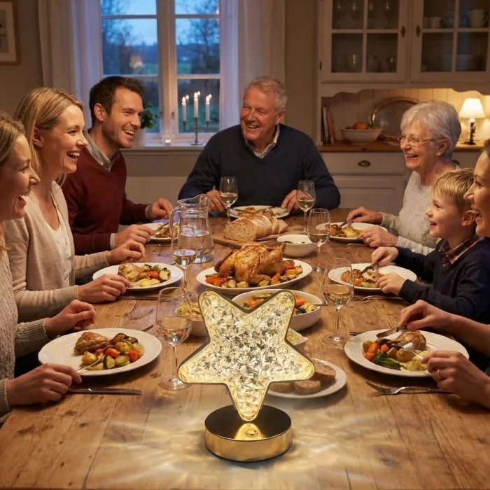 Yıldız Model Kristal LED Masa Lambası – Dokunmatik, 3 Renk Işık Modlu, Şarjlı Mini Dekoratif Gece Lambası (5047)