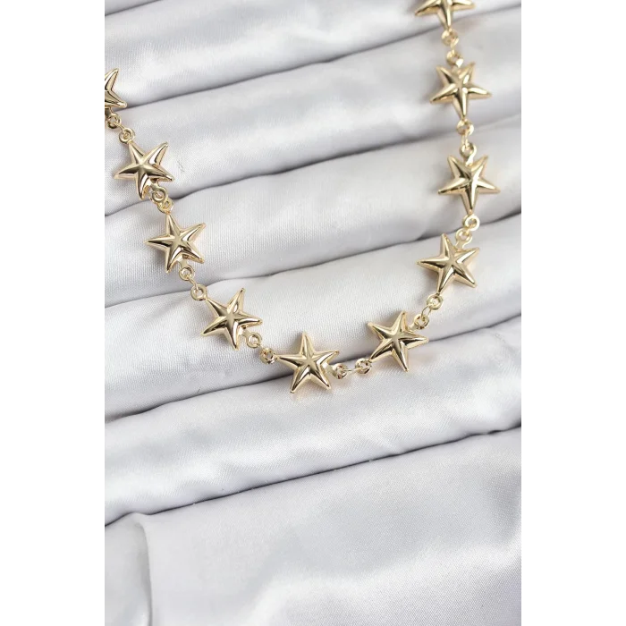 Yıldız Model Pirinç Gold Renk Kadın Kolye
