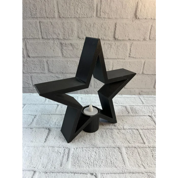 Yıldız Mumluk Siyah Modern Salon ve Raf Dekoru