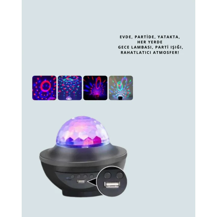 Yıldız & Okyanus Dalga Projektörü – Bluetooth / USB Hoparlörlü