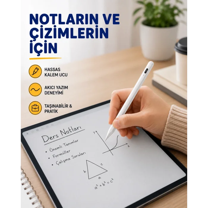 Yüksek Hassasiyetli Eğim Sensörlü Dijital Kalem – USB-C Hızlı Şarjlı Yeni Nesil