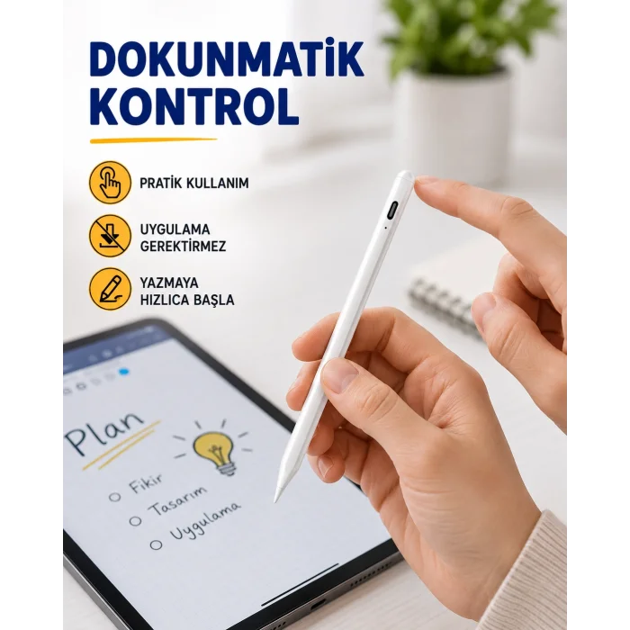 Yüksek Hassasiyetli Eğim Sensörlü Dijital Kalem – USB-C Hızlı Şarjlı Yeni Nesil